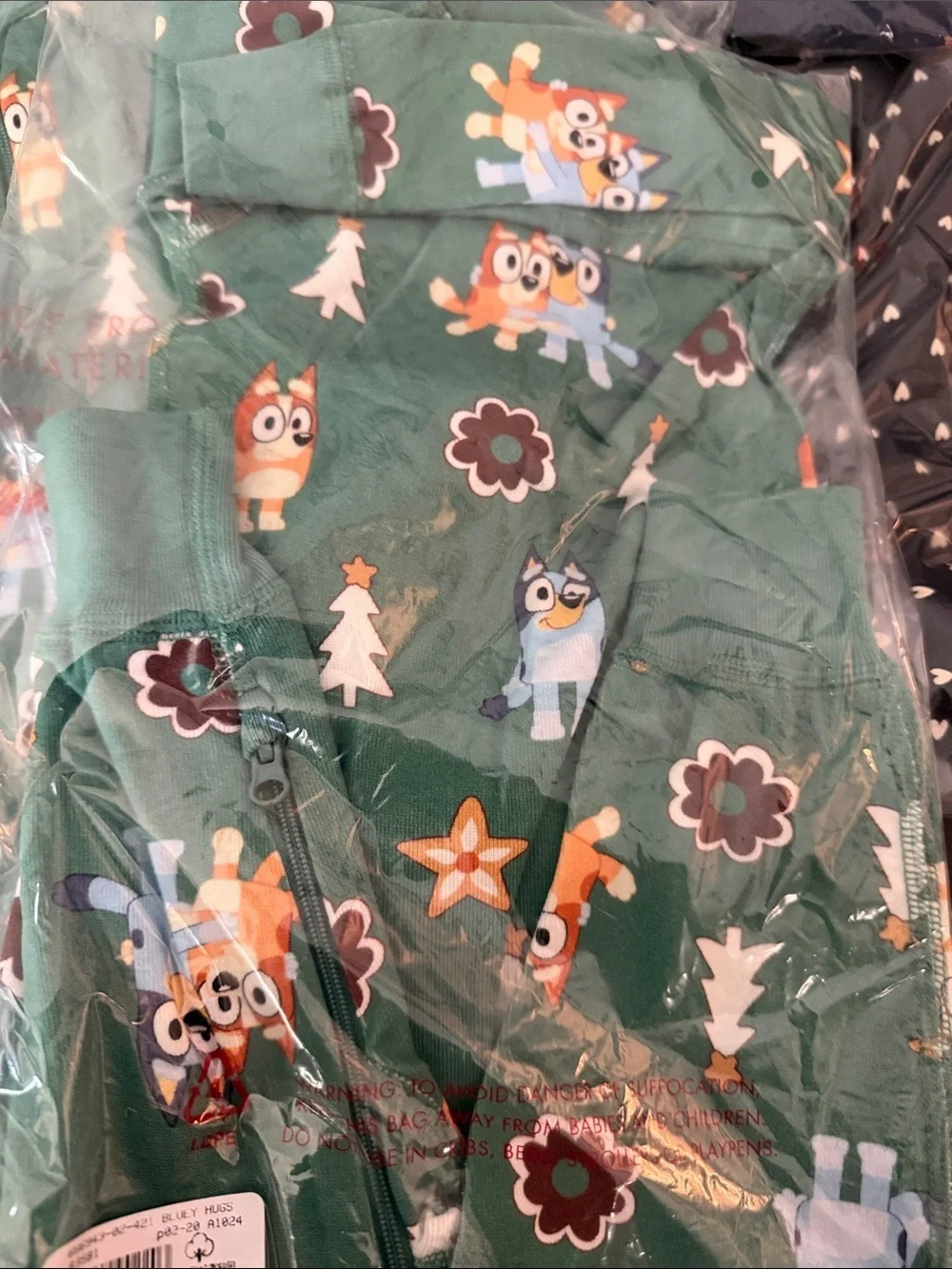 Hanna Andersson Green Fleece Character-Print One-Piece Bluey
